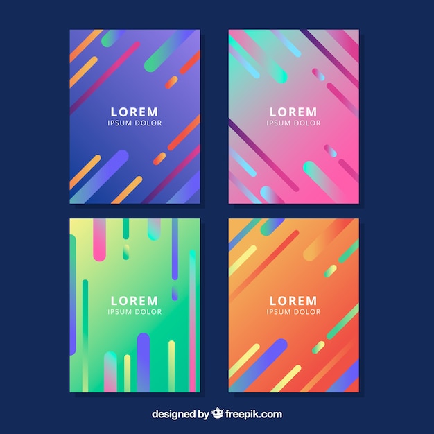 Colección de portadas con colores y líneas