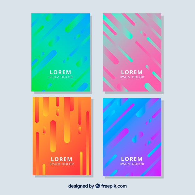 Colección de portadas con colores y líneas