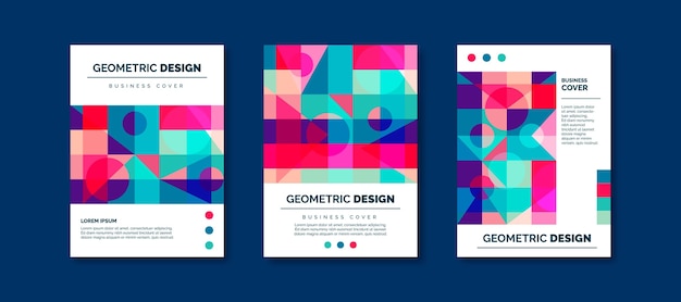 Vector gratuito colección de portadas comerciales geométricas