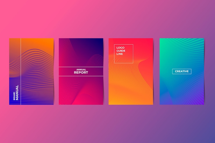 Vector gratuito colección de portadas de degradado de semitono