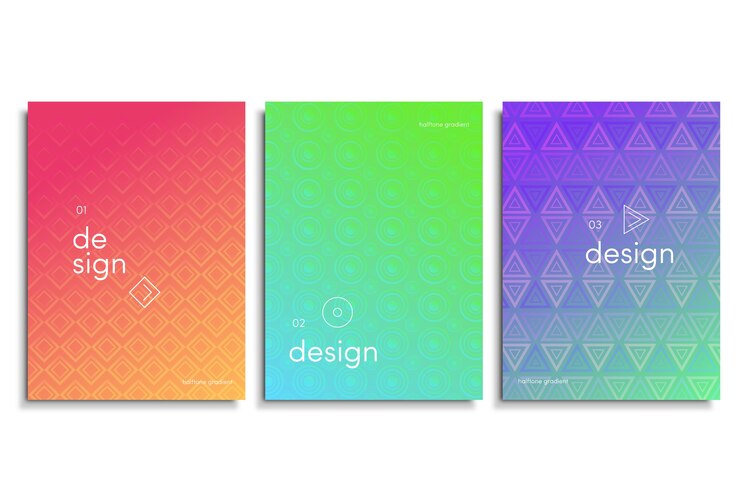Vector gratuito colección de portadas de degradado de semitono