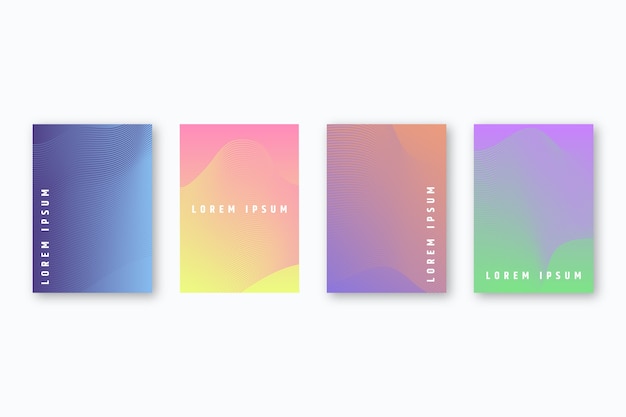 Colección de portadas de diseño degradado de semitono