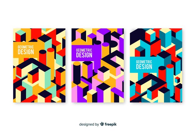 Colección de portadas de diseño geométrico