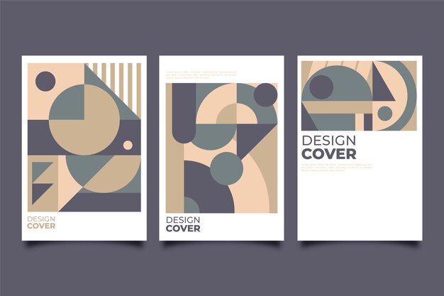 Colección de portadas de diseño gráfico en estilo bauhaus