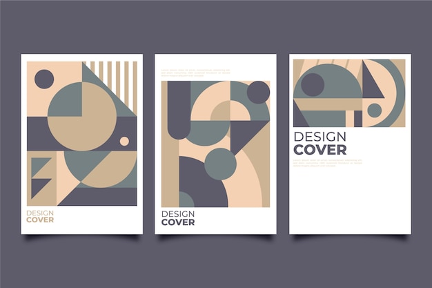 Colección de portadas de diseño gráfico en estilo bauhaus