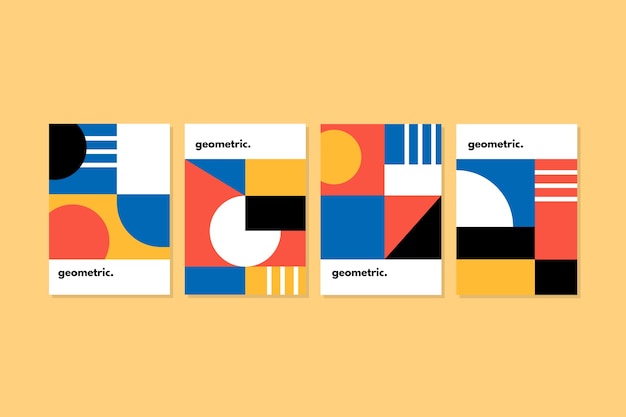 Colección de portadas de diseño gráfico en estilo bauhaus