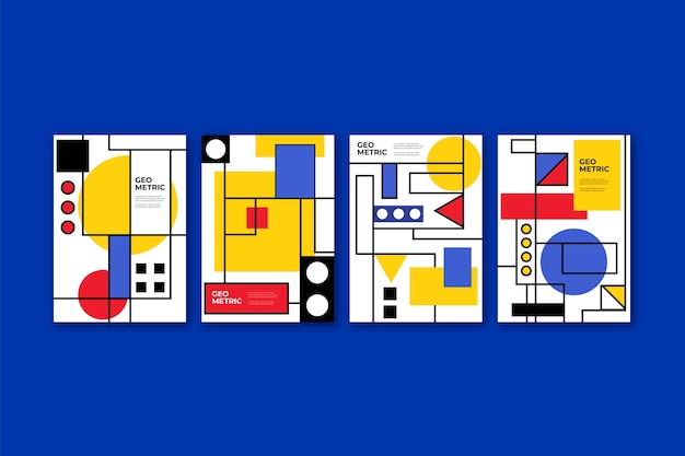 Vector gratuito colección de portadas de diseño gráfico en estilo bauhaus