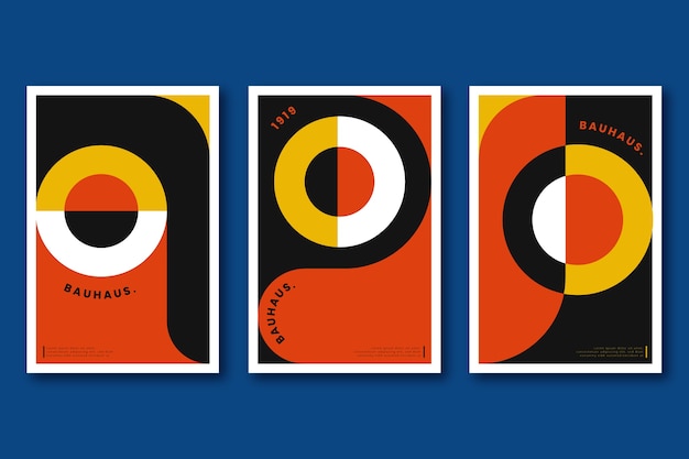 Vector gratuito colección de portadas de diseño gráfico en estilo bauhaus