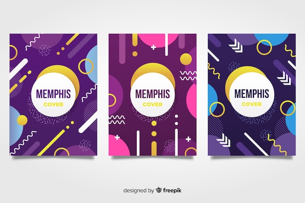 Vector gratuito colección de portadas de diseño de memphis