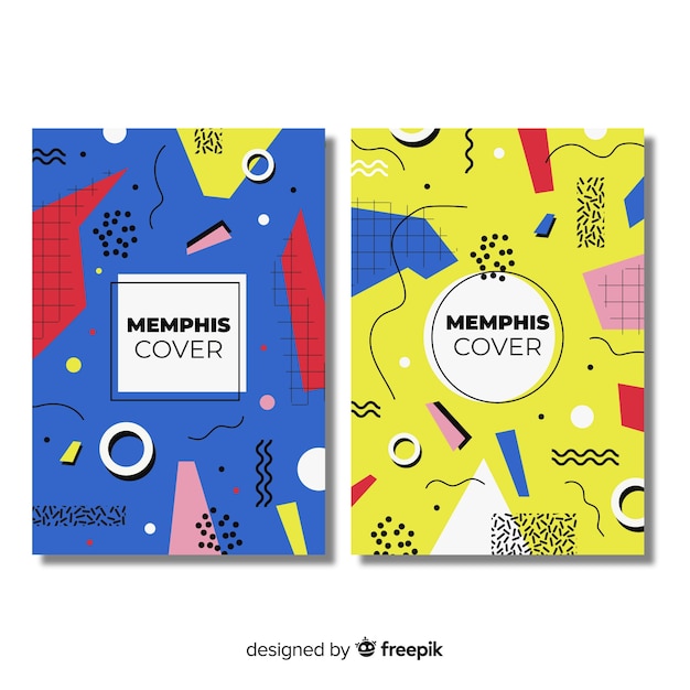 Vector gratuito colección de portadas de diseño de memphis