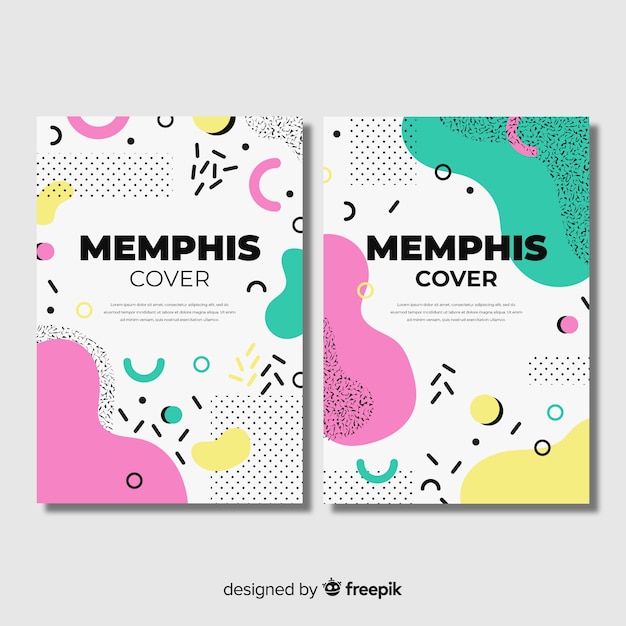 Colección de portadas de diseño de memphis