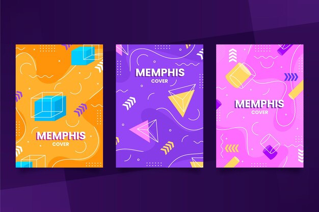 Colección de portadas de diseño de memphis