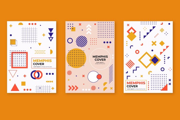Colección de portadas de diseño de memphis