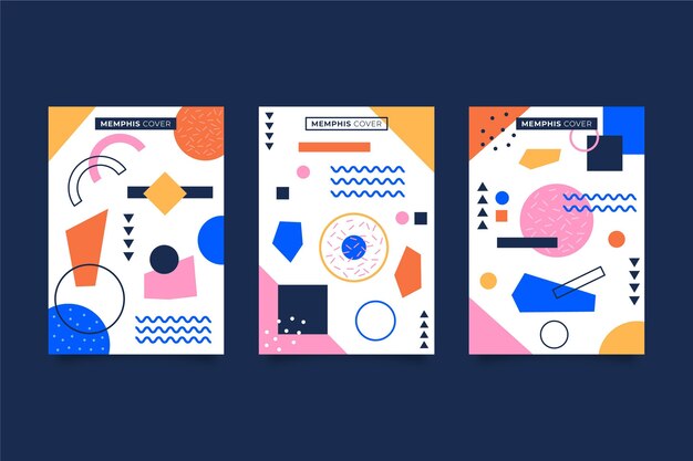 Colección de portadas de diseño de memphis
