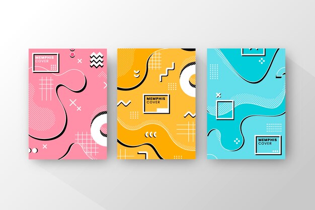 Colección de portadas de diseño de memphis