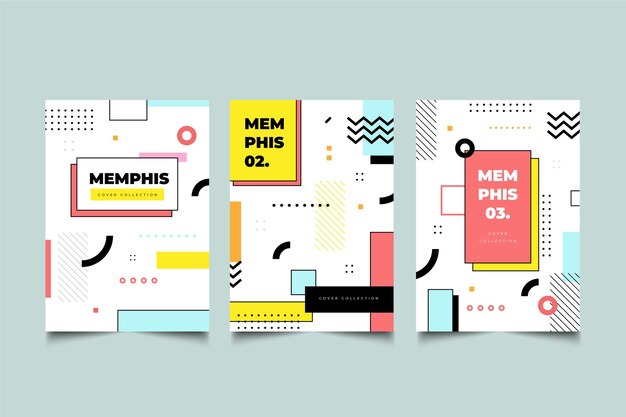 Colección de portadas de diseño de memphis