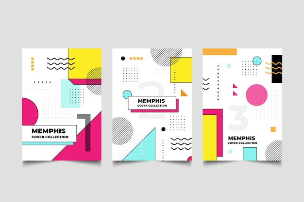 Colección de portadas de diseño de memphis