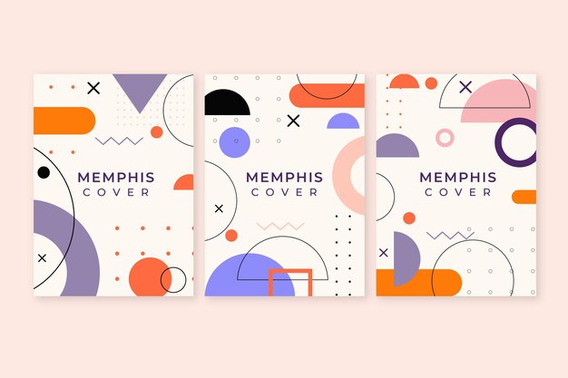 Colección de portadas de diseño de memphis