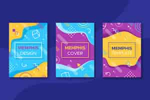 Vector gratuito colección de portadas de diseño de memphis