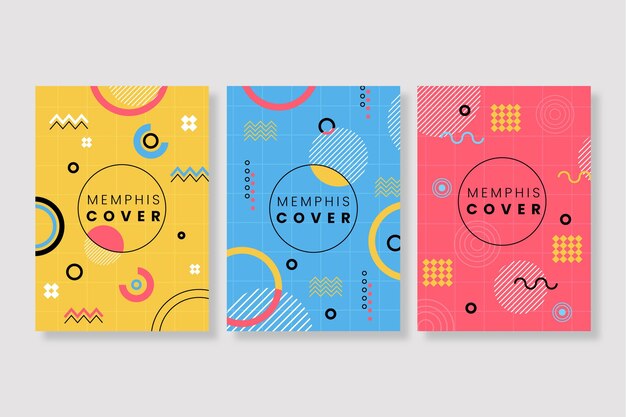 Colección de portadas de diseño de memphis