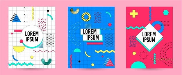 Colección de portadas de diseño de memphis