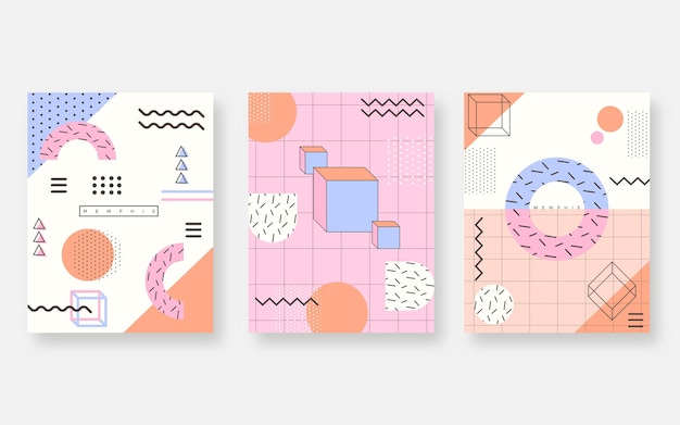 Colección de portadas de diseño de memphis