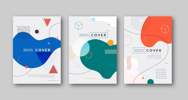 Colección de portadas de diseño de memphis