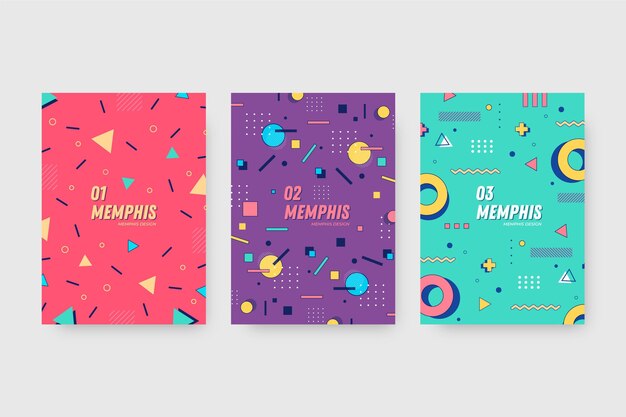 Vector gratuito colección de portadas de diseño de memphis