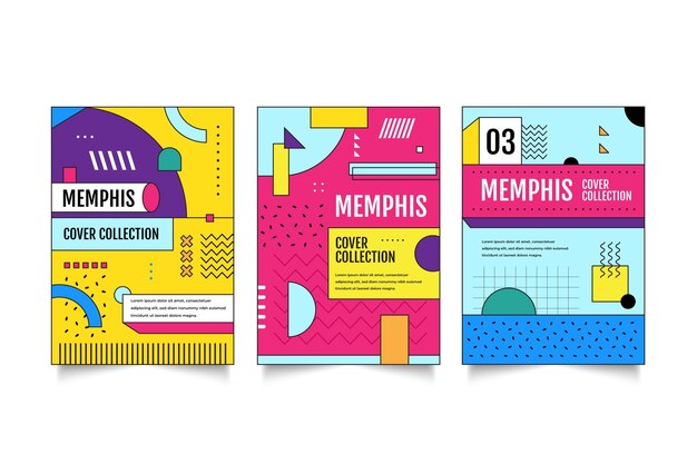 Colección de portadas de diseño de memphis
