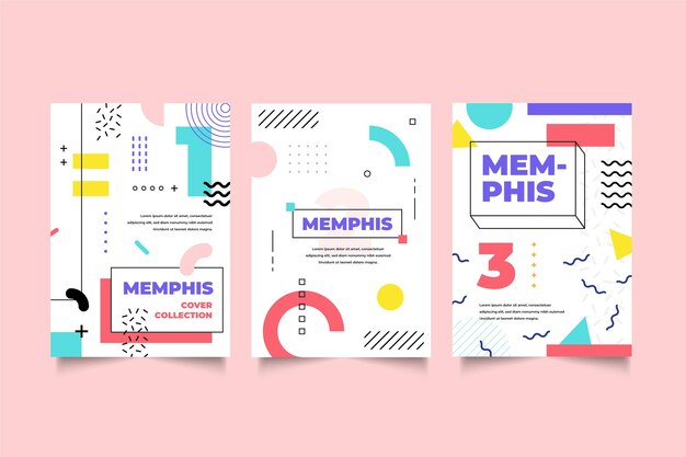 Colección de portadas de diseño de memphis