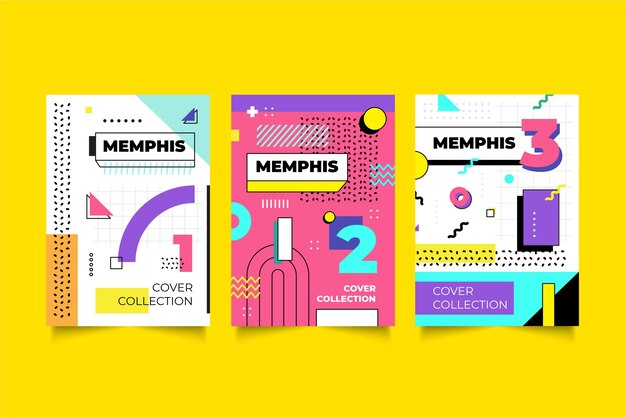 Colección de portadas de diseño de memphis