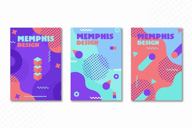 Colección de portadas de diseño de memphis