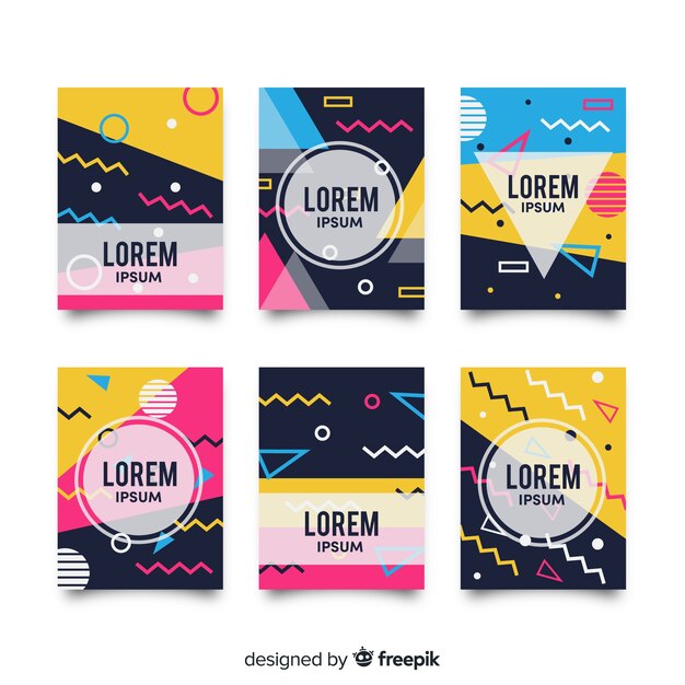 Colección de portadas estilo Memphis