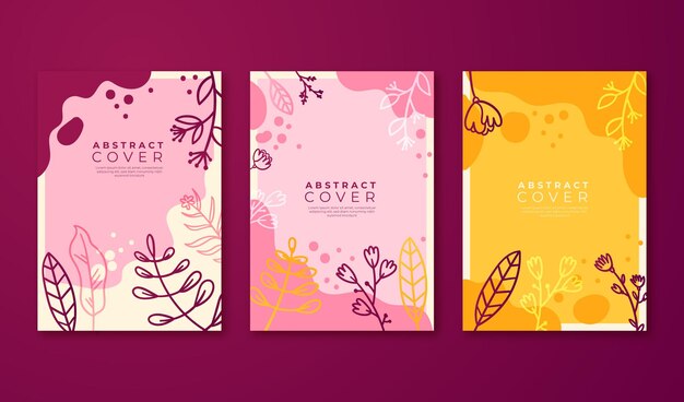 colección de portadas florales dibujadas a mano