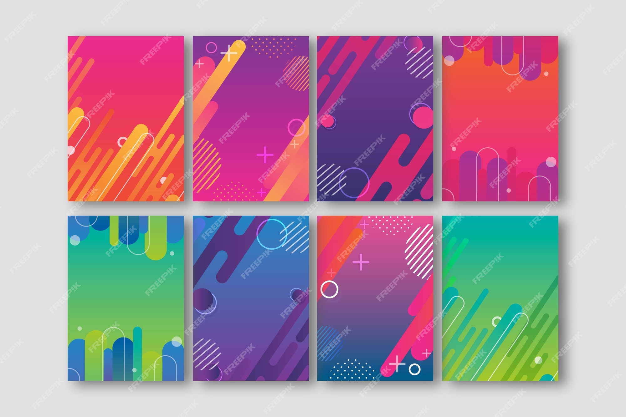 Colección de portadas de formas abstractas de colores vivos | Vector Gratis