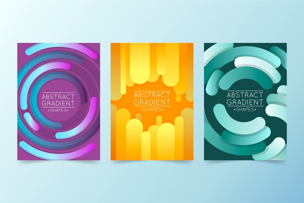 Colección de portadas de formas abstractas degradado
