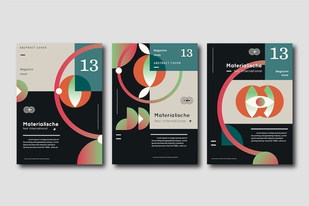 Colección de portadas de formas abstractas degradado