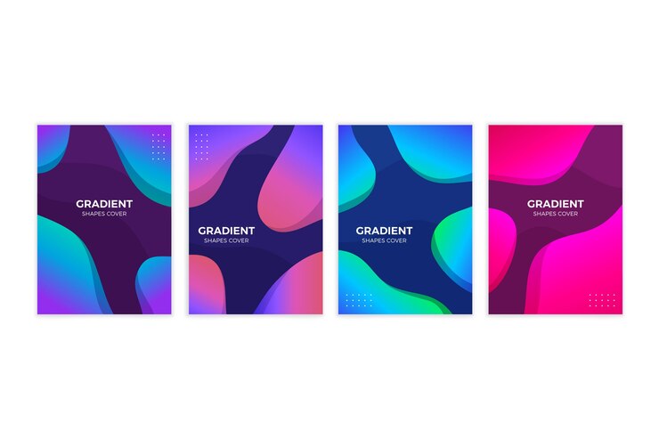 Vector gratuito colección de portadas de formas abstractas degradado