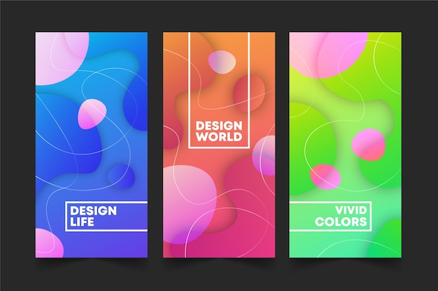 Colección de portadas de formas abstractas degradado