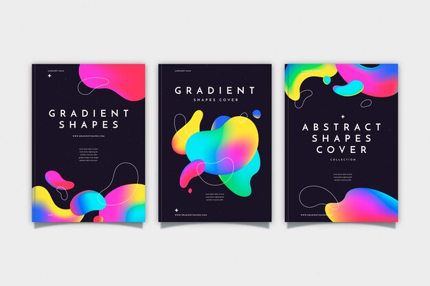 Colección de portadas de formas abstractas degradado