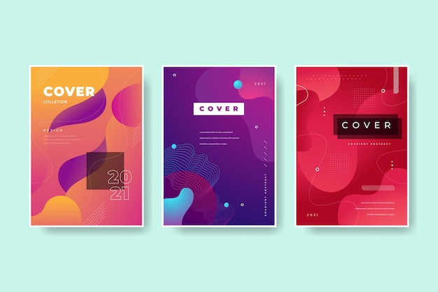 Colección de portadas de formas abstractas con degradado