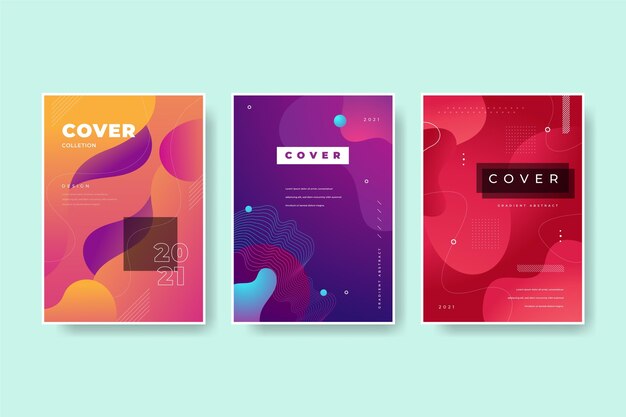 Colección de portadas de formas abstractas con degradado