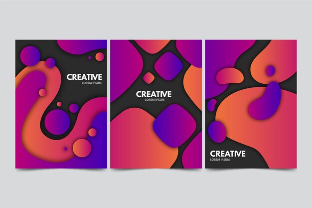 Colección de portadas de formas abstractas con degradado
