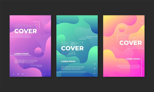 Colección de portadas de formas abstractas con degradado