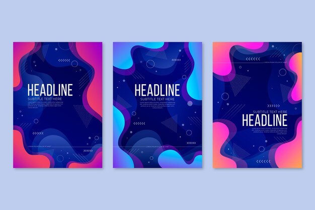 Colección de portadas de formas abstractas con degradado