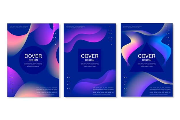 Colección de portadas de formas abstractas con degradado