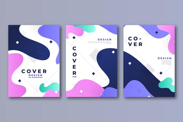 Colección de portadas de formas abstractas con degradado