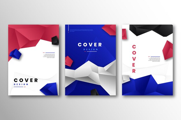 Colección de portadas de formas abstractas con degradado