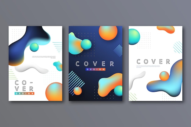 Colección de portadas de formas abstractas con degradado
