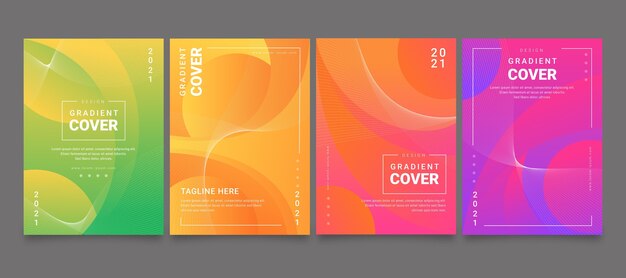 Colección de portadas de formas abstractas con degradado